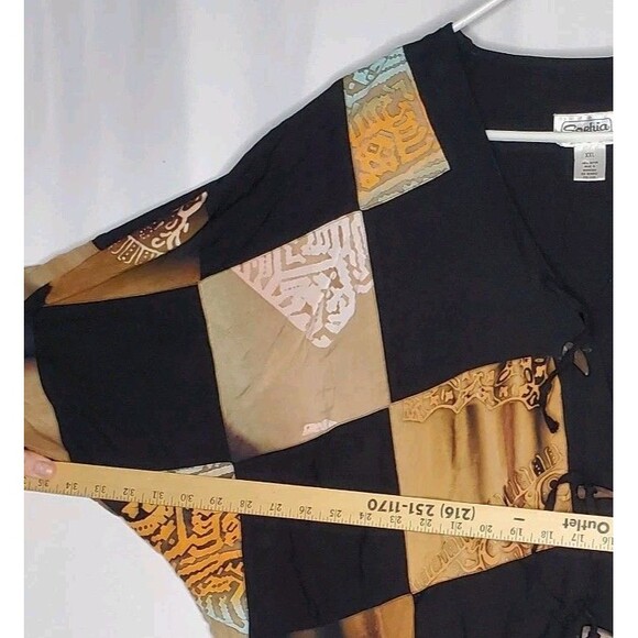 Sophia NY Patchwork Toggle Button Top XXL Black Multicolor Artsy Boho 90s Y2K - Picture 6 of 9